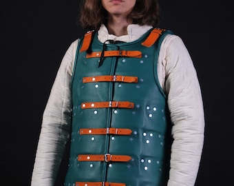 Leather Brigandine  armor vest, Buhurt breastplate, Armor for Man, HEMA, LARP armor, Renaissance steel plated armor, Historical costume, SCA