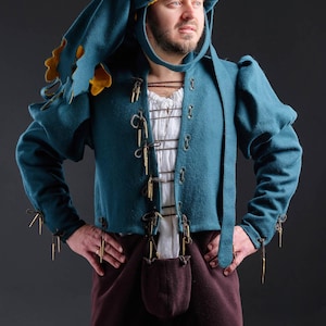 Wool Medieval doublet, Larp men Jacket, Mid centure clothing, Renaissance fair jacket men, Costume for reenactment and larp,