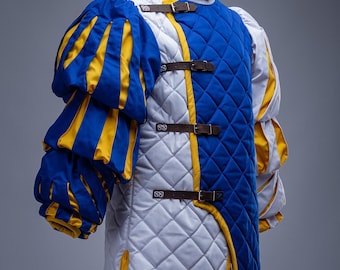 Medieval Gambeson Jacket, Padded LARP Armor, Short Gambeson Coat, Fantasy Cosplay & Renaissance Costume