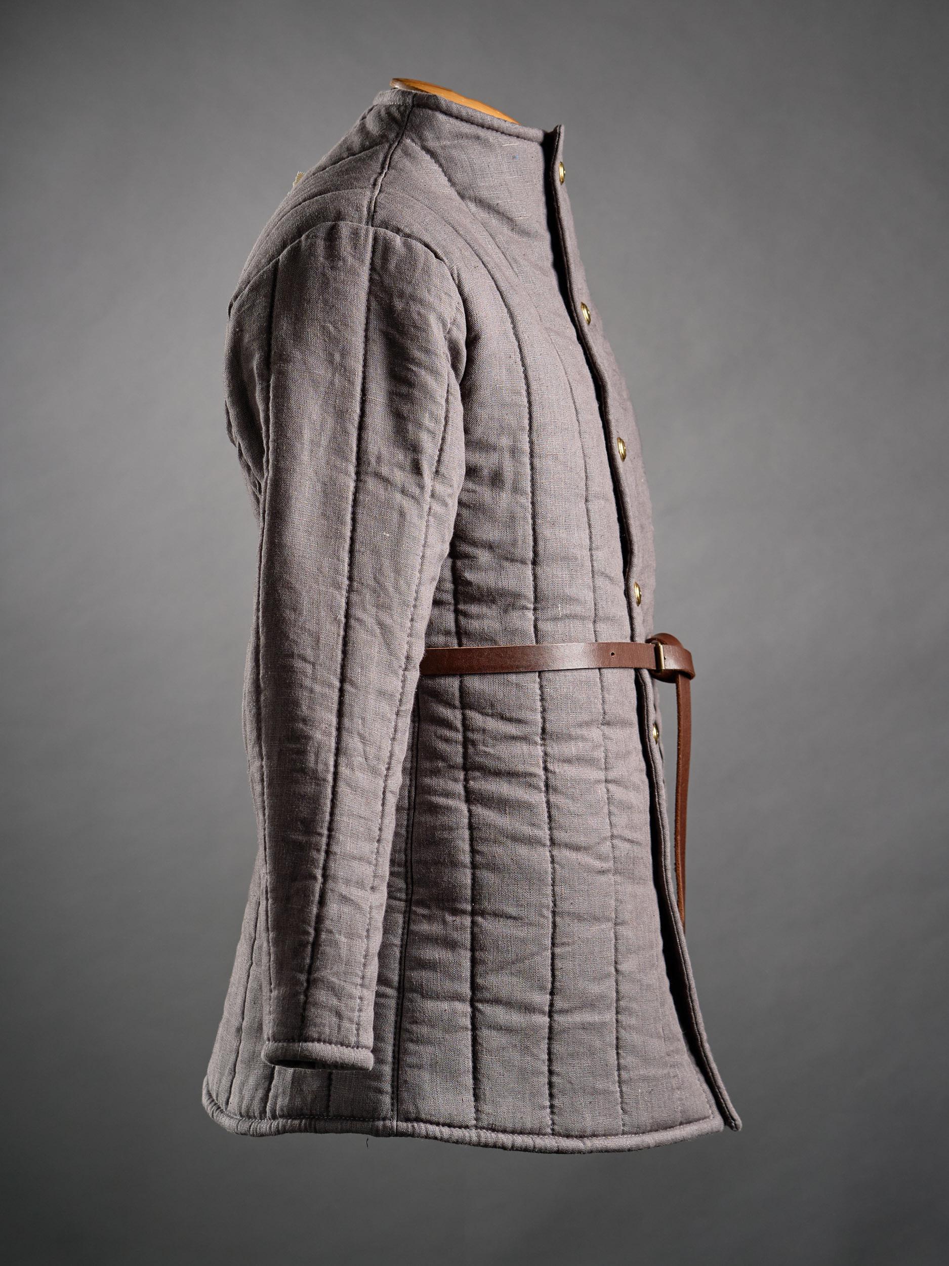 Grey Combat Coat, Gambeson Padded Jacket, Renaissance Medieval Fencing ...