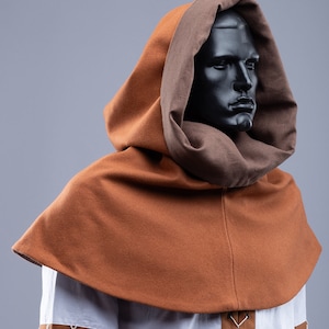 Medieval hood with tail, Renaissance fair cloak, Medieval headwear, Long-tailed hood, Woollen hood, LARP Hood, Reenactment, SCA