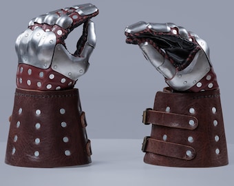 Steel Brigandine Gauntlets, Medieval Armor Gloves, LARP Hand Protection
