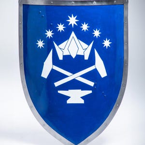 Metal Shield for LARP, Knight Battle, Shield Knight Protection, Hand Painted Steel Trim Shield, Medieval Armor Functional  by Steel Mastery