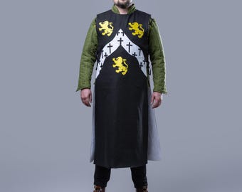 Custom Linen Medieval Tabard, Reenactment Tunic, Steel Mastery