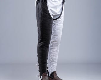 Black and White Medieval pants, Medieval Chausses, Historical Padded Mens chausses, Medieval Warrior pants, Renaissance two-colored pants