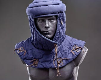 Padded Liner Buhurt Helmet, Headrwear men, Padded cap, Head protection, Linen helmet cap, Reenactment, LARP, Knight Cosplay