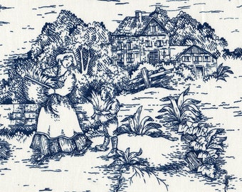 King Sham, Tailored, Nautical Blue Toile
