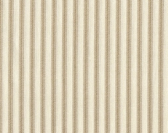 15&quot; Tailored Twin Bedskirt, French Country Linen Beige Ticking Stripe