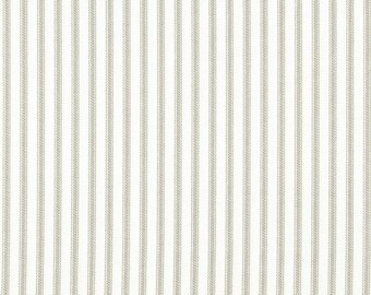 72" Rod Pocket Curtain Panels, French Country Pebble Taupe Beige Ticking Stripe, Unlined