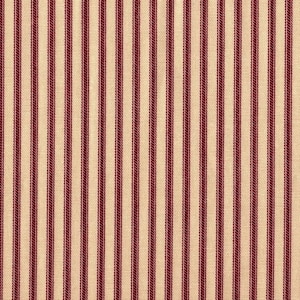 15" Gathered Full Bedskirt in French Country Crimson Ticking Stripe