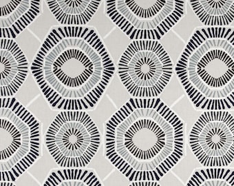 Tailored Valance, Charm Vintage Indigo Blue Geometric, Lined