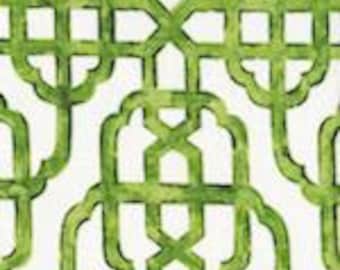 72" UnlIned Tab Top Curtains Panels (Pair) in Imperial Jade Green Lattice
