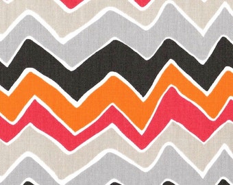 King Sham, Tailored, See Saw Contemporary Chevron- Gray, Orange, Pink