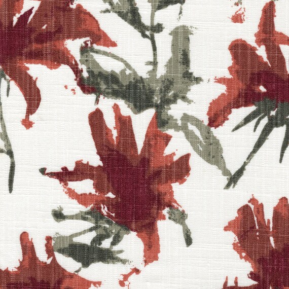 72 Tab Top Curtain Panels Kendal Scarlet Red Floral Etsy