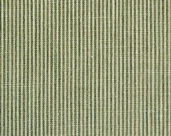 22" Tailored Crib Skirt in Bottom Line Devon Green Textured Ticking Stripe