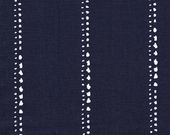 18" Tailored Queen Bedskirt in Carlo Vintage Indigo Stripe