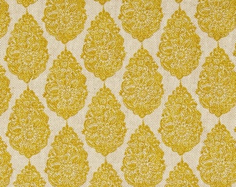 72" Rod Pocket Curtains, Jersey Collins Yellow Medallion, Lined