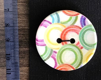 Botón de madera retro Varios - 2 agujeros - 40 mm de diámetro