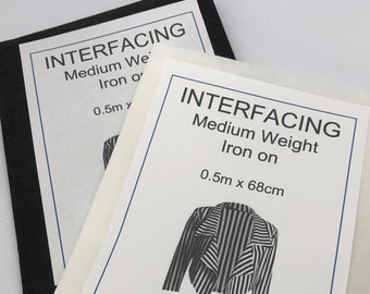 Interfacing Negro/Blanco - 0.5m x 68cm - hierro encendido - peso medio - Fabricación, Patchwork, Costura, Appliqué