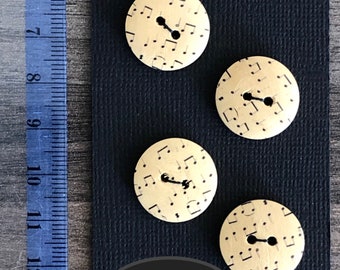 Botón de madera 4 paquete varios diseños - 2 agujeros - 1.5cm de diámetro