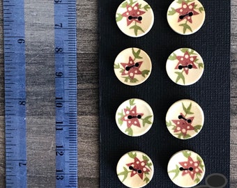 Botón de madera 8 paquete Varios - 2 agujero - 1.5cm de diámetro