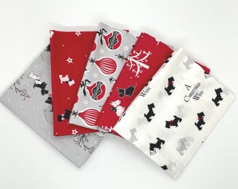 Paquetes de cuartos de tela con temática navideña, 100 % algodón: manualidades, patchwork, costura, apliques, bordados y acolchados.