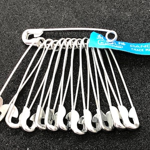Pack of 12 Metal Safety Pins - for Quilting, Sewing, patchwork, medical etc
