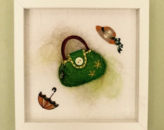 Bolso y sombrero Arte textil - 'Bag in a Box' Marco -