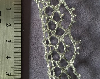 Fine Silver Metallic 'lace' effect Edge Ribbon Braid Trim