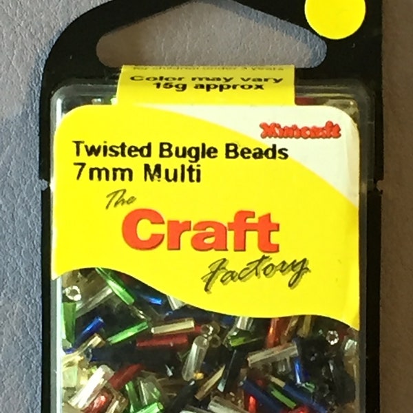 Craft Factory Bugle Beads approx 15g - 6mm Multi