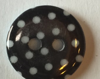 Black and White Spot Button - 2 hole - 1.4cm diameter - plastic