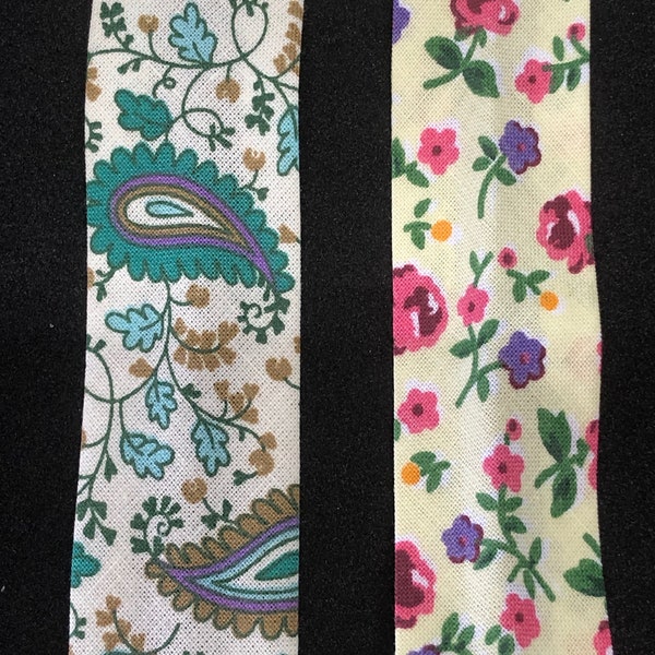 Bias Binding Floral - 2.5cm wide - Pink or Blue