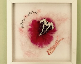 Ballet Dance Textile Art - 'Tutu in a Box' Frame