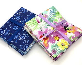 Paleta de telas 100% algodón 5 piezas Tela Fat Quarter Set-'Delft Blue'/'Sun Valley'- Elaboración, Patchwork, Apliques, Bordado, Acolchado