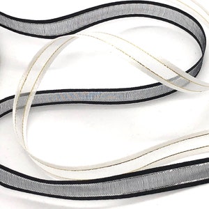 Organza-Satin Ribbon with metallic trim - 10mm- Black or White