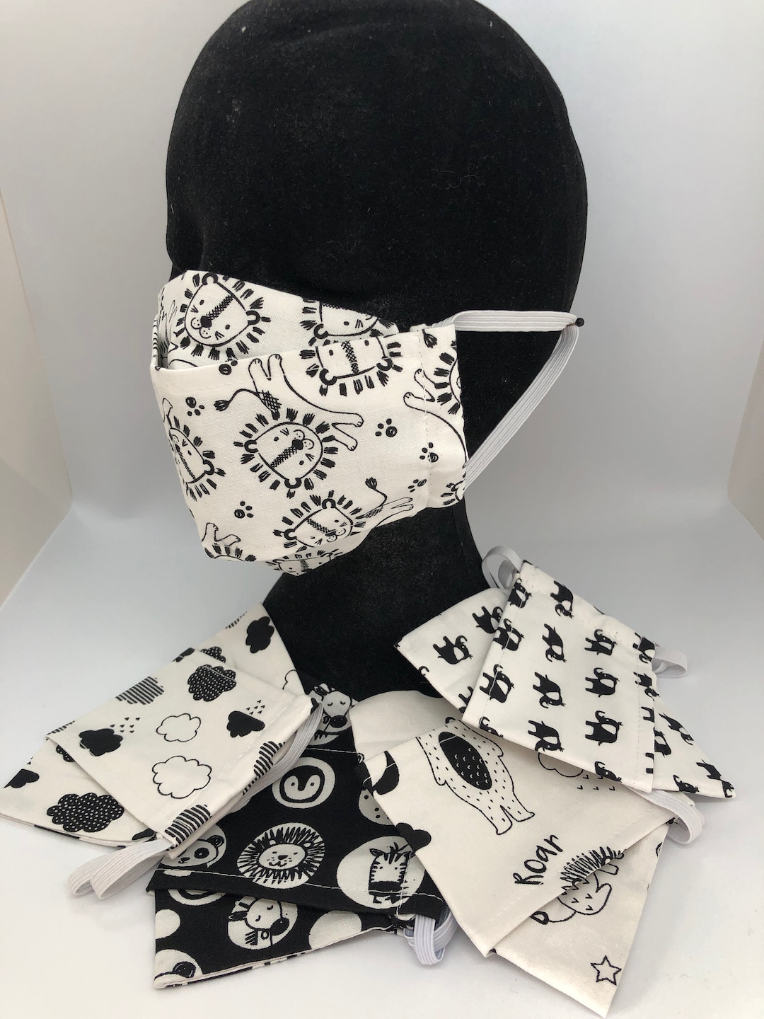 Adult Fabric Face Mask UK Monochrome Safari Washable Etsy