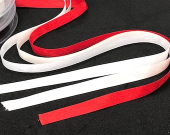 Cinta de satén bordado rosa - 10mm- rojo, marfil, blanco