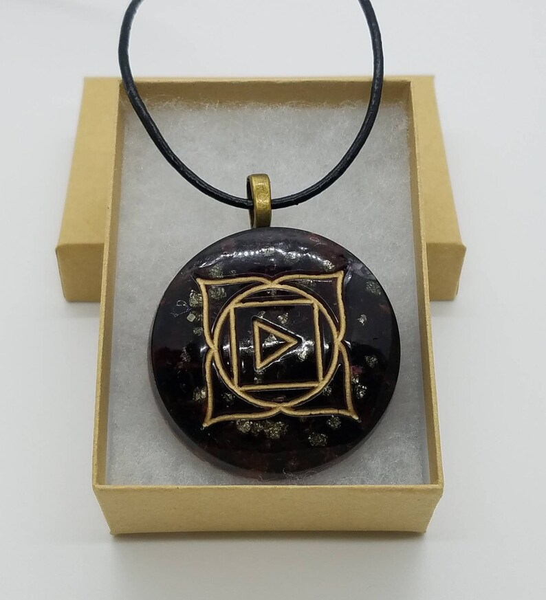 Garnet Orgone Pendant for Root Chakra Root Chakra Orgone Pendant with Garnet EMF Protection Pendant Garnet Root Chakra Orgone Pendant
