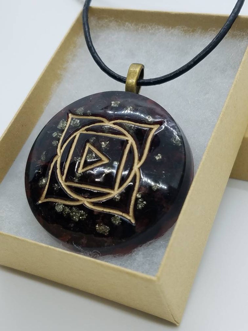 Garnet Orgone Pendant for Root Chakra Root Chakra Orgone Pendant with Garnet EMF Protection Pendant Garnet Root Chakra Orgone Pendant