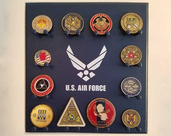 Military Challenge Coin Display Rack - Air Force - Wall-mounted
