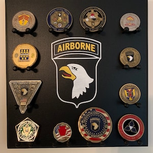 101st Airborne Color Challenge Coin Display Rack - Army - Wall-mounted