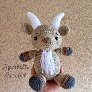 Crochet goat, goat stuffed animal, plush goat, farm animal toy, farm baby shower, rustic nursery, farmhouse nursery, animal lover, pet goat