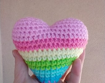 Pastel Rainbow crochet heart, pastel rainbow baby gift, LGBTQ pride heart, alphabet mafia, alphabet pride