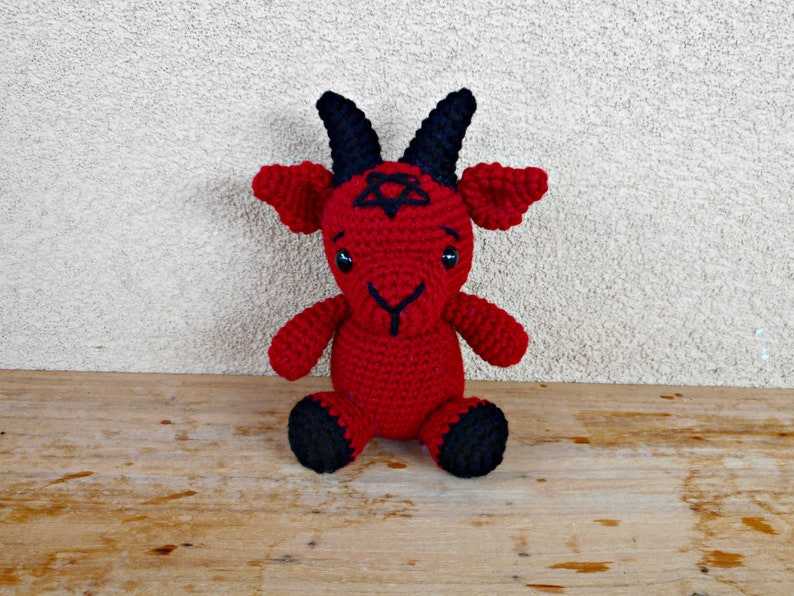 Crochet baphomet plushy, devil goat, baby baphomet, TsT, hail yourself, satanic decor, image 1