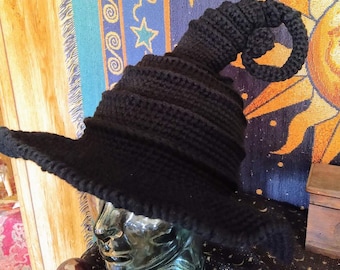 Tik tok hat,crochet witch hat,Twisted hat,Fairy witch, Cosplay, Knit Witch hat, black witch hat,cottagecore hat,modern witch fashion