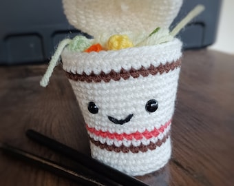 Crochet cup noodle, crochet food, crochet ramen, unique gifts, Kawaii aesthetic, Ramen Noodles Plush, cup of noodles, ramen noodles