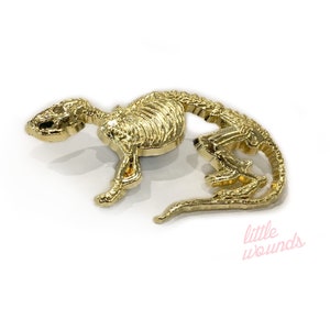 Rat Skeleton Gold Lapel Pin