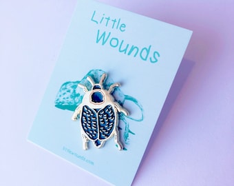 Carrion Beetle Enamel Pin, Horror Pin, lapel pin, death, oddities, entomology, little wounds, bug pin