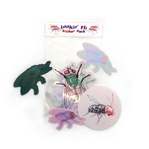 Fly Sticker Pack - Vinyl, Waterproof, Colorful Insect Stickers