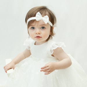 Silk and Lace Baby Baptism Gown - Ceremony Gown | &#39;Ava&#39; Luxury Baby Christening Gown by Adore Baby